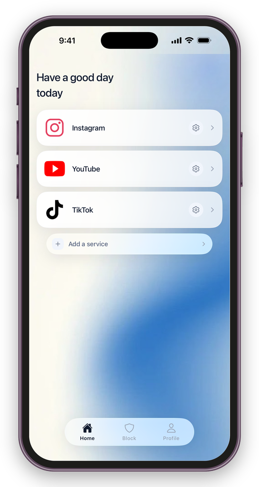 The FeedMinus home screen
