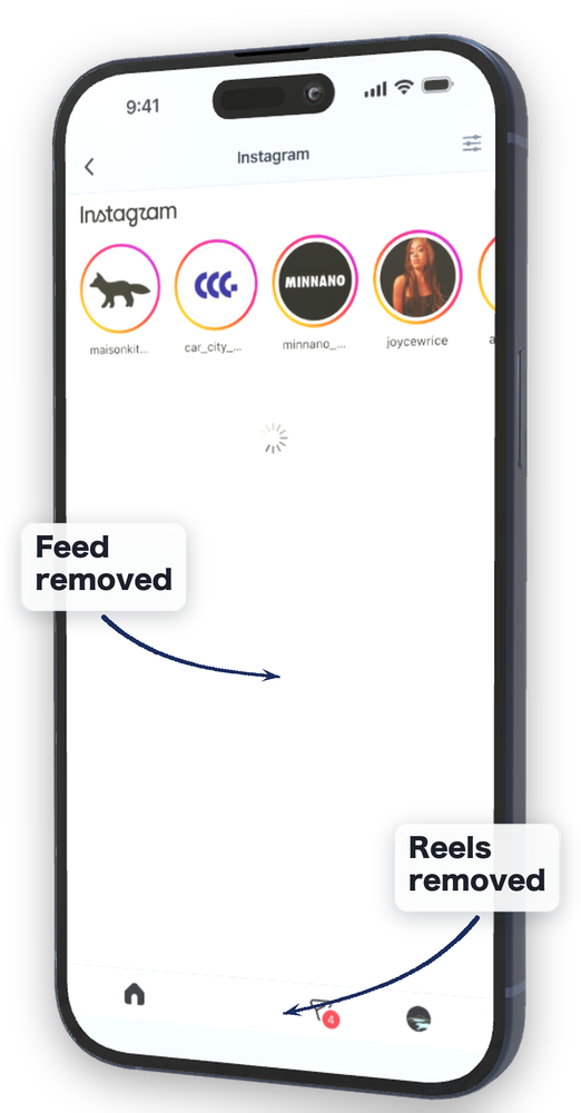 Instagram opened inside FeedMinus